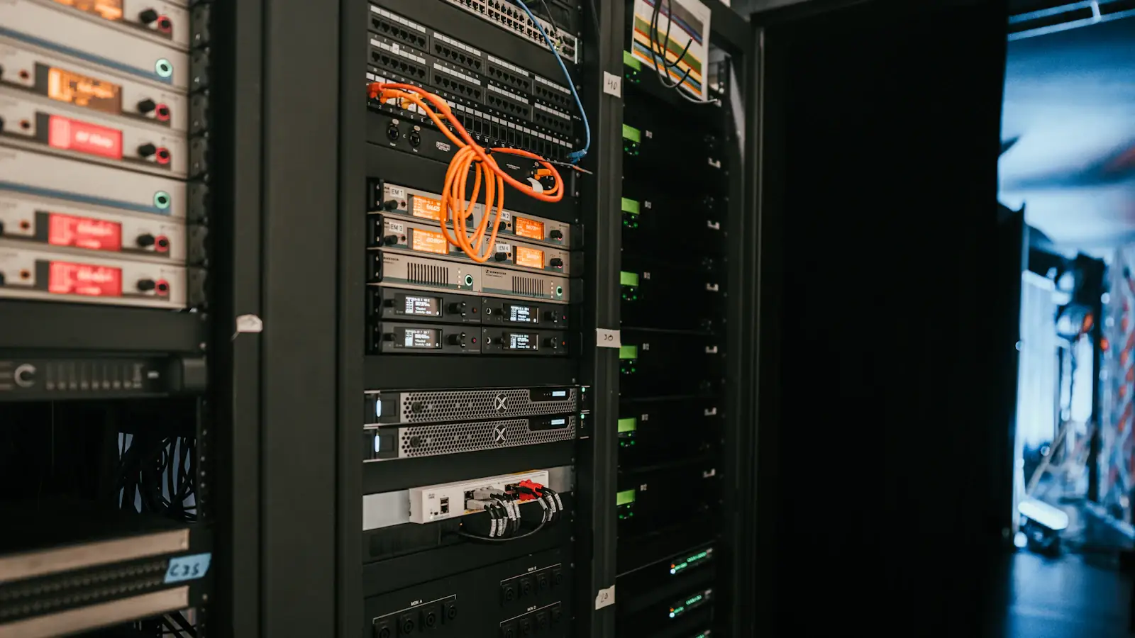Rows of servers in a data centre that power payment fraud detection
