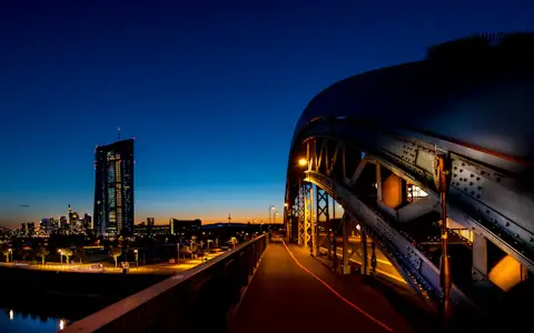 European Central Bank tower lit up at night in Frankfurt, home of the digital euro