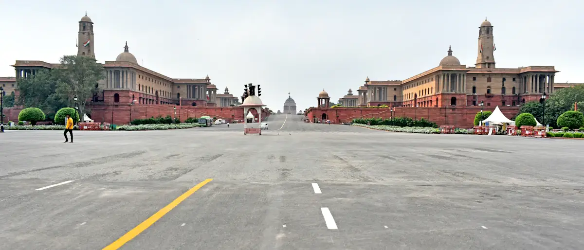 Kartavya Path leading to Rashtrapati Bhavan in India, flanked by North and South Block